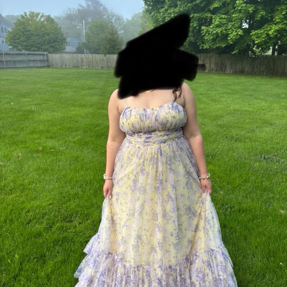 Macy's Yellow and Purple Spaghetti Strap Prom